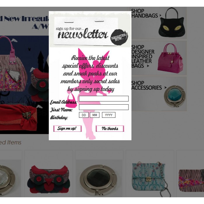 Popup Newsletter Sign Up - Interspire Add-ons