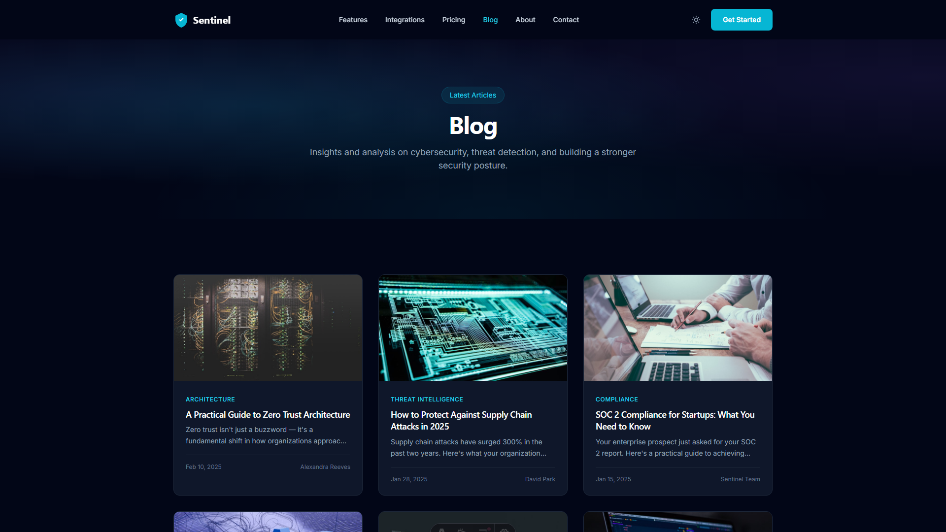 Sentinel - Cybersecurity SaaS Astro + Contentful Theme 4
