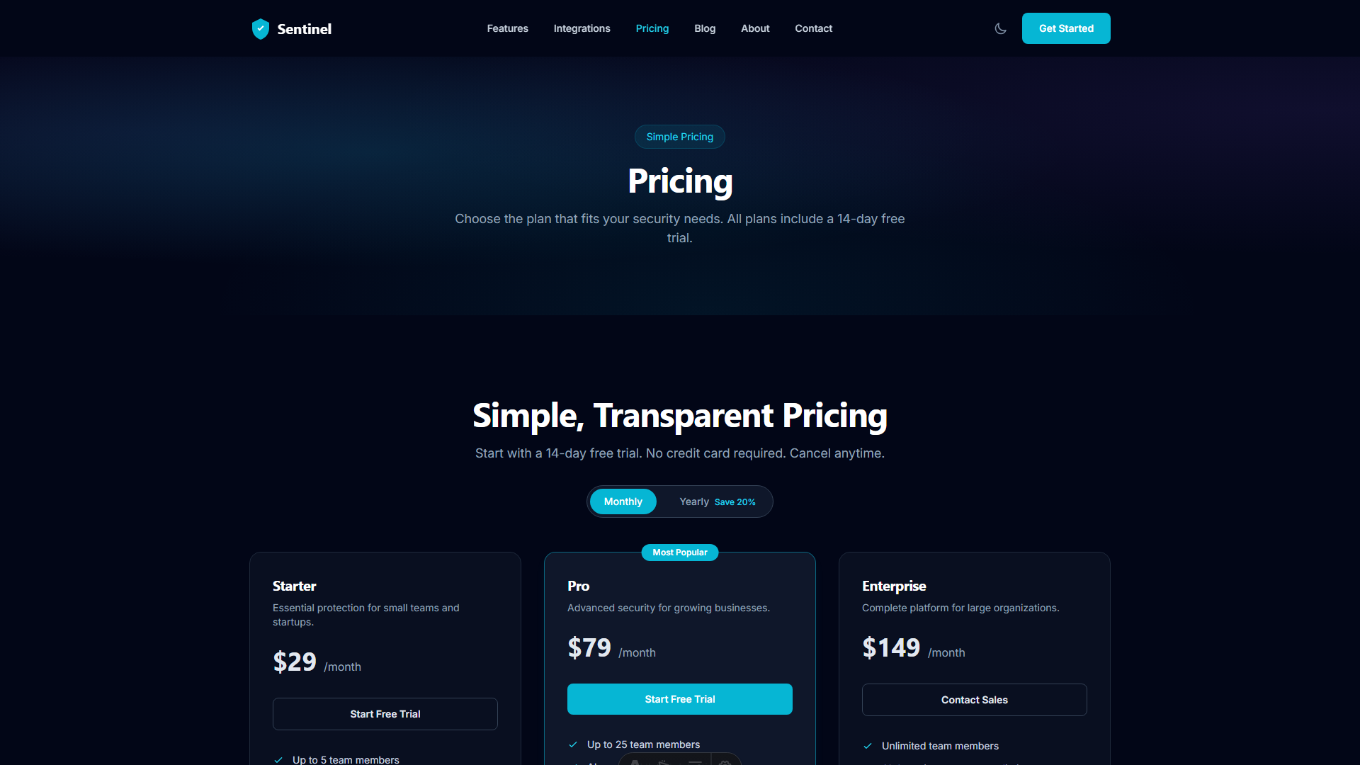 Sentinel - Cybersecurity SaaS Astro Theme 3