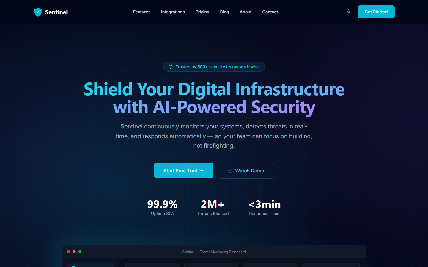 Sentinel - Cybersecurity SaaS Eleventy Theme